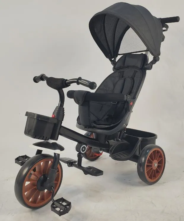 Barntrampcykel med solskyddstak